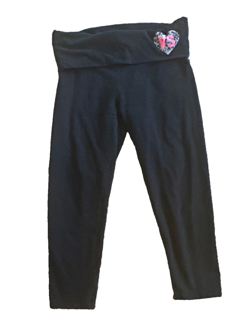 Victoria's Secret PINK High Rise Capri Leggings Black XS Stretch Yoga Logo
